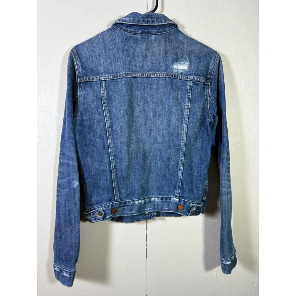 Gap 1969 Distressed Denim Trucker Jacket S Casual Grunge Western Tomboy Sleaze